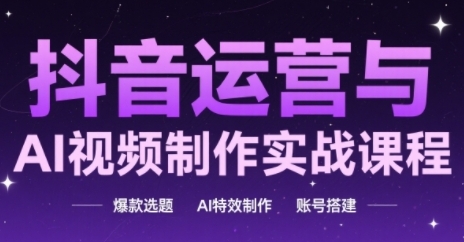 抖音运营与AI视频制作实战课程，爆款选题-AI特效制作-账号搭建宝哥轻创业_网络项目库_分享创业资讯_最新网创免费网络项目资源宝哥网创资源项目库