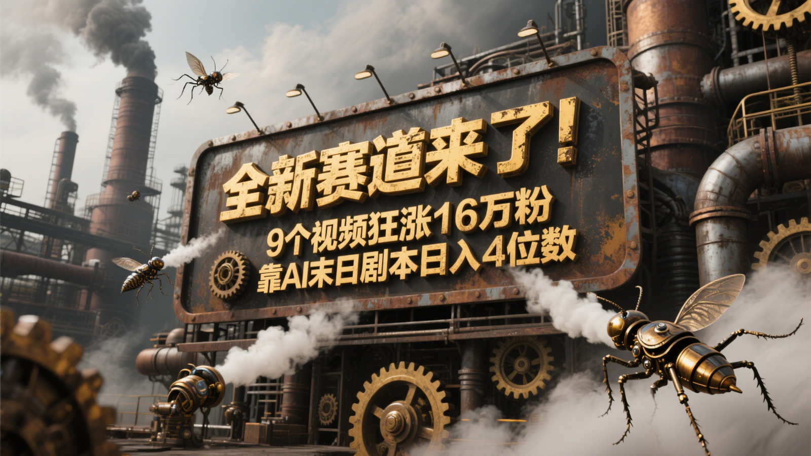 全新赛道来了！9个视频狂涨16万粉，靠AI末日剧本日入4位数，评论区爆肝追更！宝哥轻创业_网络项目库_分享创业资讯_最新网创免费网络项目资源宝哥网创资源项目库