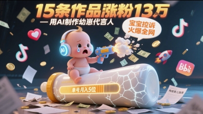 用AI制作幼崽代言人，宝宝的控诉火爆全网，15条作品涨粉13W，单号月入5位数实操教程宝哥轻创业_网络项目库_分享创业资讯_最新网创免费网络项目资源宝哥网创资源项目库