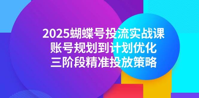 2025蝴蝶号投流实战课，账号规划到计划优化，三阶段精准投放策略宝哥轻创业_网络项目库_分享创业资讯_最新免费网络项目资源宝哥网创资源项目库