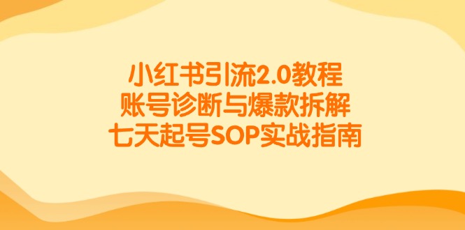 小红书引流2.0教程，账号诊断与爆款拆解，七天起号SOP实战指南宝哥轻创业_网络项目库_分享创业资讯_最新免费网络项目资源宝哥网创资源项目库