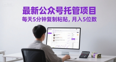 最新公众号托管项目，每天5分钟复制粘贴，月入5位数【揭秘】宝哥轻创业_网络项目库_分享创业资讯_最新网创免费网络项目资源宝哥网创资源项目库