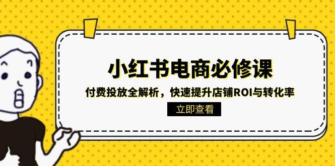 小红书电商必修课：付费投放全解析，快速提升店铺ROI与转化率宝哥轻创业_网络项目库_分享创业资讯_最新网创免费网络项目资源宝哥网创资源项目库