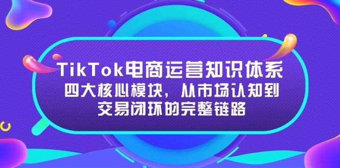 TikTok电商运营知识体系：四大核心模块，从市场认知到交易闭环的完整链路宝哥轻创业_网络项目库_分享创业资讯_最新网创免费网络项目资源宝哥网创资源项目库