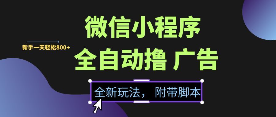 微信小程序挂机撸广告，全新玩法，新手一天轻松800+【附带脚本】宝哥轻创业_网络项目库_分享创业资讯_最新网创免费网络项目资源宝哥网创资源项目库