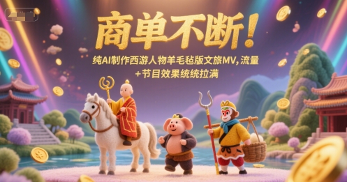 商单不断！纯AI制作西游人物羊毛毡版文旅MV，流量+节目效果统统拉满宝哥轻创业_网络项目库_分享创业资讯_最新网创免费网络项目资源宝哥网创资源项目库