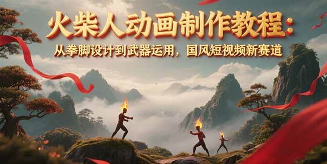 火柴人动画制作教程：从拳脚设计到武器运用，国风短视频新赛道宝哥轻创业_网络项目库_分享创业资讯_最新网创免费网络项目资源宝哥网创资源项目库