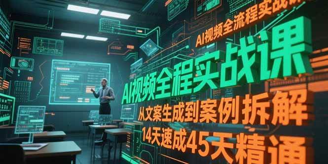 AI视频全流程实战课，从文案生成到案例拆解，14天速成45天精通宝哥轻创业_网络项目库_分享创业资讯_最新网创免费网络项目资源宝哥网创资源项目库