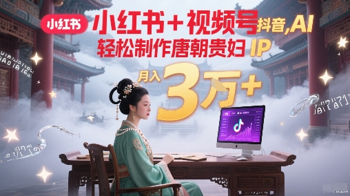 小红书+视频号+抖音，AI轻松制作唐朝贵妇IP，每天30分钟，轻松产出N条，月入3W+宝哥轻创业_网络项目库_分享创业资讯_最新网创免费网络项目资源宝哥网创资源项目库