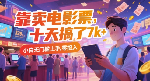 靠卖电影票，十天搞了7k+，小白无门槛上手，零投入【揭秘】宝哥轻创业_网络项目库_分享创业资讯_最新网创免费网络项目资源宝哥网创资源项目库