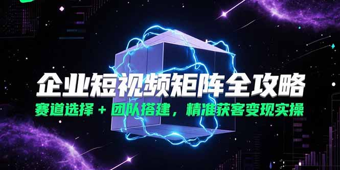 企业短视频矩阵全攻略，赛道选择+团队搭建，精准获客变现实操宝哥轻创业_网络项目库_分享创业资讯_最新网创免费网络项目资源宝哥网创资源项目库