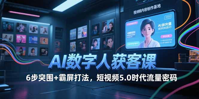 AI数字人获客课，6步突围+霸屏打法，短视频5.0时代流量密码宝哥轻创业_网络项目库_分享创业资讯_最新网创免费网络项目资源宝哥网创资源项目库