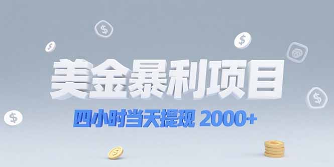 美金暴利项目，四小时当天提现 2000+机会留给会选赛道的人宝哥轻创业_网络项目库_分享创业资讯_最新网创免费网络项目资源宝哥网创资源项目库