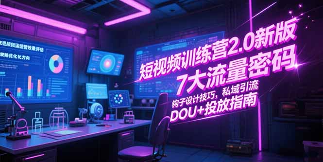 短视频训练营2.0新版，7大流量密码/钩子设计技巧/私域引流/DOU+投放指南宝哥轻创业_网络项目库_分享创业资讯_最新网创免费网络项目资源宝哥网创资源项目库