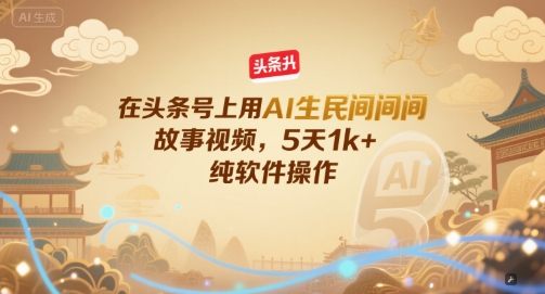 在头条号上用AI生民间故事视频,5天1k+,纯软件操作 在头条号上用AI生民间故事视频,5天1k+,纯软件操作