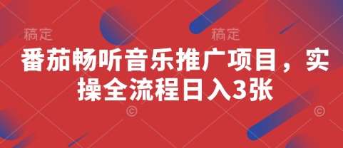 番茄畅听音乐推广项目，实操全流程日入3张宝哥轻创业_网络项目库_分享创业资讯_最新网创免费网络项目资源宝哥网创资源项目库