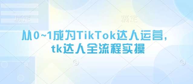 从0~1成为TikTok达人运营,tk达人全流程实操 从0~1成为TikTok达人运营,tk达人全流程实操