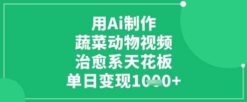 用Ai制作蔬菜动物视频,治愈系天花板,单日变现1k 用Ai制作蔬菜动物视频,治愈系天花板,单日变现1k