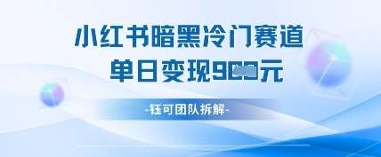 小红书冷门”暗黑”赛道,单日收益多张 小红书冷门”暗黑”赛道,单日收益多张