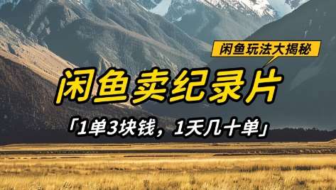 闲鱼卖纪录片1单3块钱,1天几十单,项目稳定有潜力 闲鱼卖纪录片1单3块钱,1天几十单,项目稳定有潜力