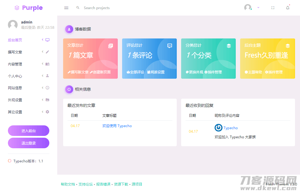 Fresh扁平化自适应typecho后台主题宝哥轻创业_网络项目库_分享创业资讯_最新网创免费网络项目资源宝哥网创资源项目库