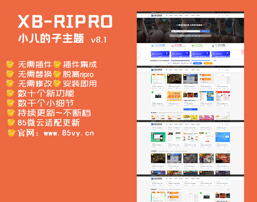 【RiPro子主题】小八子主题v8.1，极致美化，功能超乎所想宝哥轻创业_网络项目库_分享创业资讯_最新网创免费网络项目资源宝哥网创资源项目库