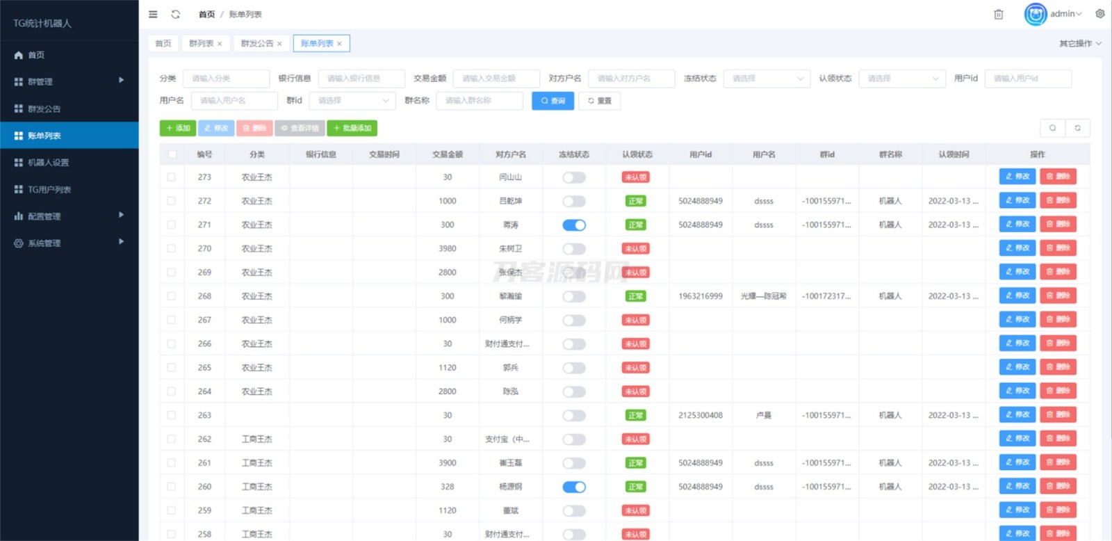 Telegram统计机器人源码/TG记账群发机器源码人/TG自动记账全开源版本宝哥轻创业_网络项目库_分享创业资讯_最新网创免费网络项目资源宝哥网创资源项目库