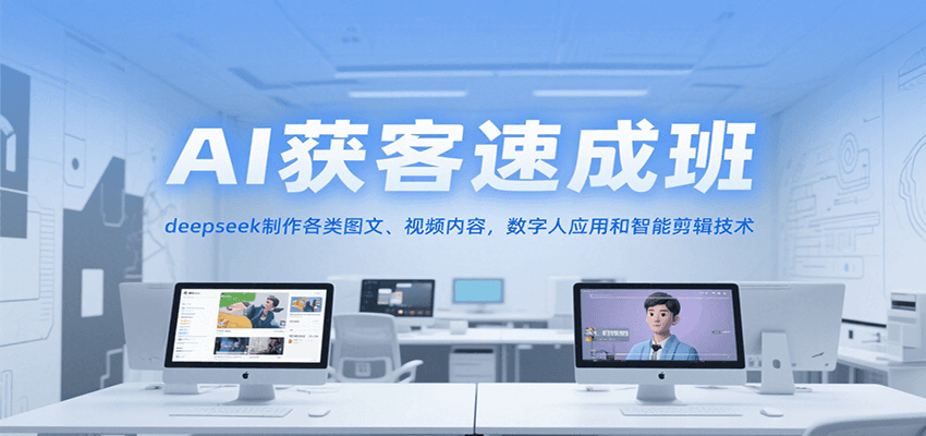 AI获客速成班，deepseek制作各类图文、视频内容，数字人应用和智能剪辑技术宝哥轻创业_网络项目库_分享创业资讯_最新网创免费网络项目资源宝哥网创资源项目库