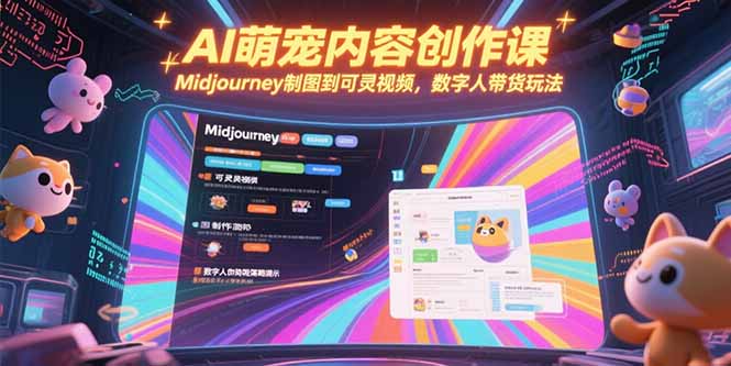 AI萌宠内容创作课，Midjourney制图到可灵视频，数字人带货玩法宝哥轻创业_网络项目库_分享创业资讯_最新网创免费网络项目资源宝哥网创资源项目库