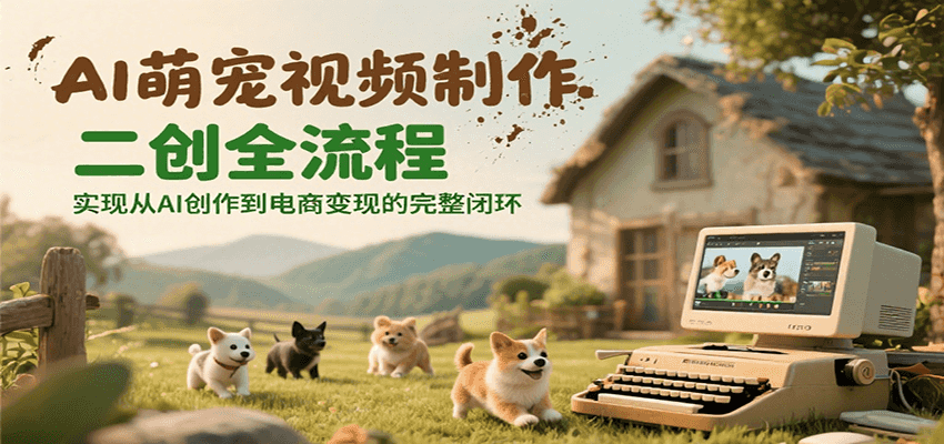 AI萌宠视频制作二创全流程，实现从AI创作到电商变现的完整闭环宝哥轻创业_网络项目库_分享创业资讯_最新网创免费网络项目资源宝哥网创资源项目库