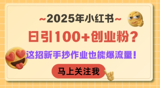 2025年小红书日引100+创业粉？这招新手抄作业也能爆流量！宝哥轻创业_网络项目库_分享创业资讯_最新网创免费网络项目资源宝哥网创资源项目库
