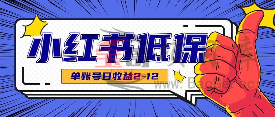 适合空闲时间操作的小红书低保项目，小红薯发布笔记，单个账号每天可获得2-12元左右宝哥轻创业_网络项目库_分享创业资讯_最新网创免费网络项目资源宝哥网创资源项目库