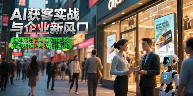 AI获客实战与企业新风口，实体店逆袭与自动化成交 短视频矩阵与私域体系化宝哥轻创业_网络项目库_分享创业资讯_最新网创免费网络项目资源宝哥网创资源项目库