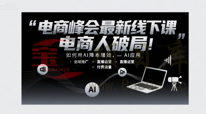 电商峰会最新线下课，电商人破局，如何用AI降本增效，AI应用-全域推广-直播运营-付费流量宝哥轻创业_网络项目库_分享创业资讯_最新网创免费网络项目资源宝哥网创资源项目库