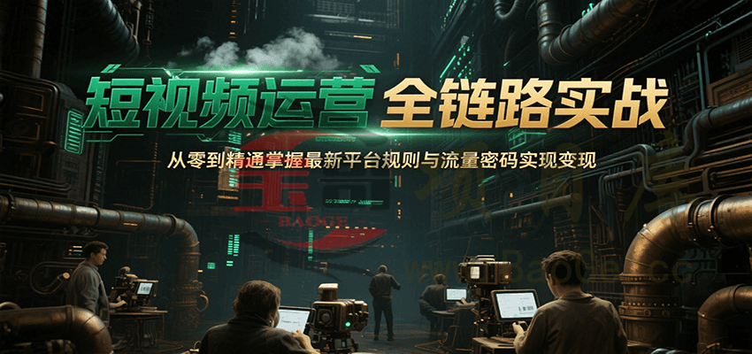 短视频运营全链路实战，从零到精通掌握最新平台规则与流量密码实现变现宝哥轻创业_网络项目库_分享创业资讯_最新网创免费网络项目资源宝哥网创资源项目库
