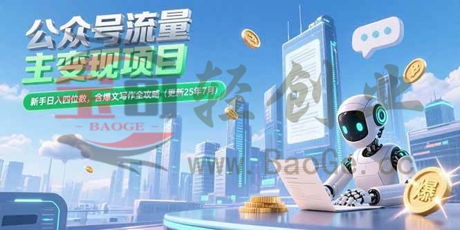 公众号流量主变现项目，新手日入四位数，含爆文写作全攻略(更新25年7月宝哥轻创业_网络项目库_分享创业资讯_最新网创免费网络项目资源宝哥网创资源项目库