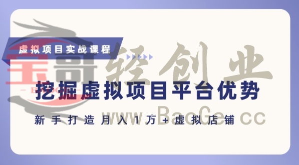 抓住虚拟项目各平台优势，新手轻松月入1W+(给出具体建议)宝哥轻创业_网络项目库_分享创业资讯_最新网创免费网络项目资源宝哥网创资源项目库
