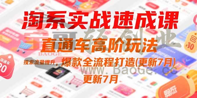 淘系实战速成课，直通车高阶玩法，搜索流量提升，爆款全流程打造(更新7月宝哥轻创业_网络项目库_分享创业资讯_最新网创免费网络项目资源宝哥网创资源项目库